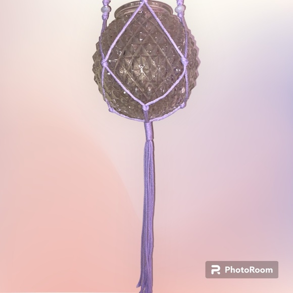 Hand Crafted Custom Macrame Plant or Light Hanger with Planter Pot - Picture 7 of 9